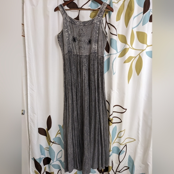 90s Vintage Hippie cotton and Velour Maxi dress Sz M - Picture 5 of 5